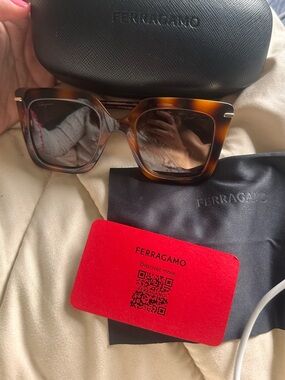 Salvatore Ferragamo Tortoiseshell Square Sunglasses with Gradient Lenses